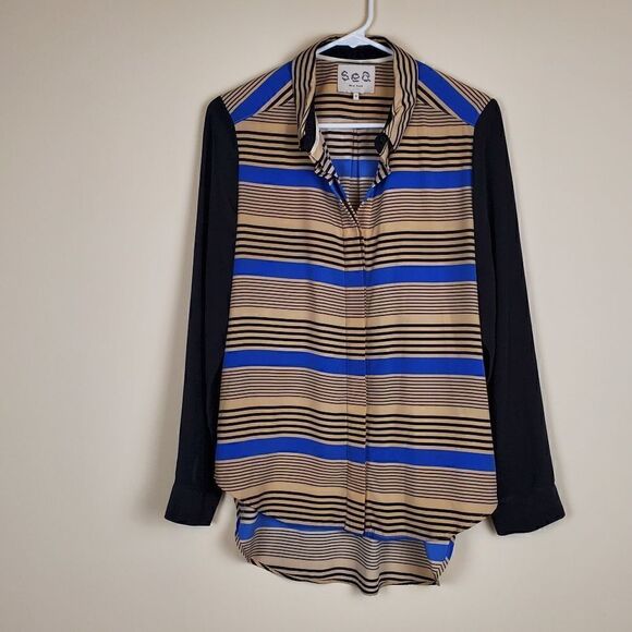 Sea New York Striped Dolman Button-up Blouse Size 8 - Picture 2 of 7